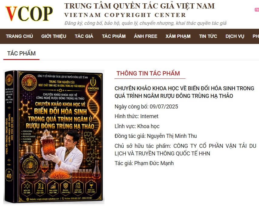 CÔNG BỐ NGHIÊN CỨU KHOA HỌC VỀ BIẾN ĐỔI HÓA SINH TRONG QUÁ TRÌNH NGÂM RƯỢU ĐÔNG TRÙNG HẠ THẢO