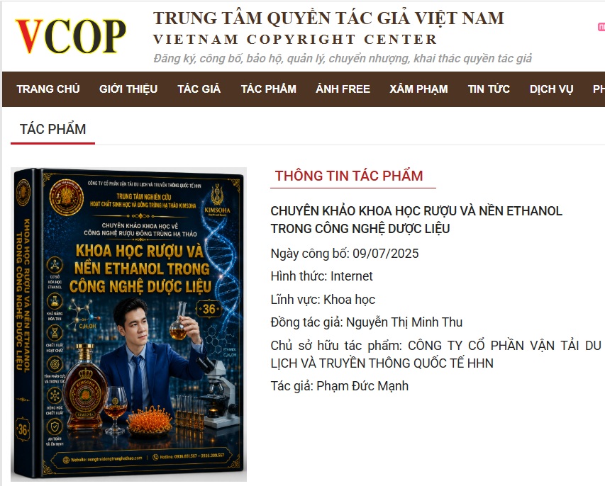 C&Ocirc;NG BỐ KHOA HỌC RƯỢU V&Agrave; NỀN ETHANOL TRONG C&Ocirc;NG NGHỆ DƯỢC LIỆU
