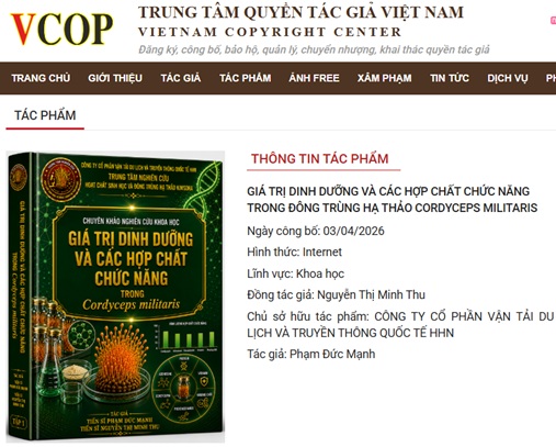 GI&Aacute; TRỊ DINH DƯỠNG V&Agrave; C&Aacute;C HỢP CHẤT CHỨC NĂNG TRONG Đ&Ocirc;NG TR&Ugrave;NG HẠ THẢO CORDYCEPS MILITARIS