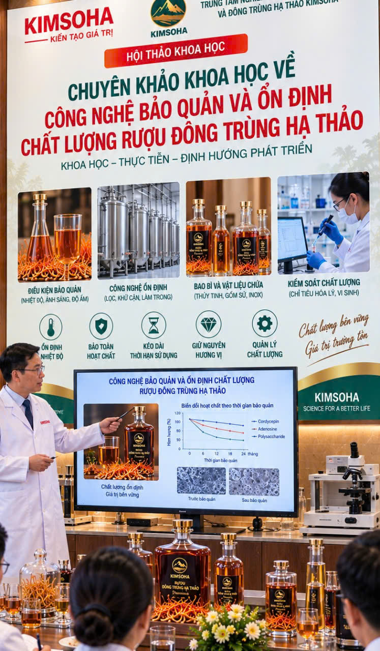 CÔNG BỐ KHOA HỌC VỀ CÔNG NGHỆ  BẢO QUẢN VÀ ỔN ĐỊNH CHẤT LƯỢNG RƯỢU ĐÔNG TRÙNG HẠ THẢO