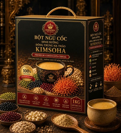 Bột Ngũ Cốc Đông Trùng Hạ Thảo KIMSOHA 1kg | Premium Cordyceps Cereal Cao Cấp