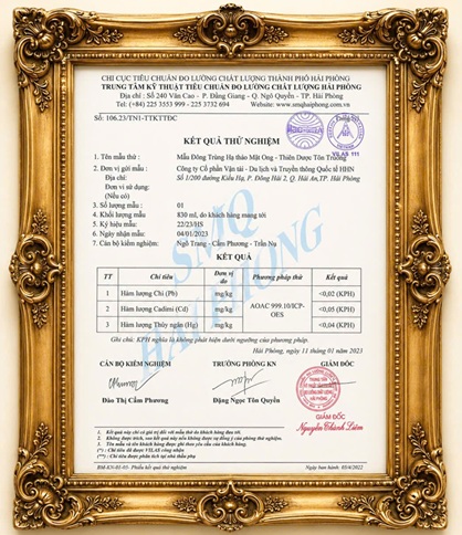 BÁO CÁO ĐÁNH GIÁ CHẤT LƯỢNG VÀ MỨC ĐỘ AN TOÀN THỰC PHẨM CỦA SẢN PHẨM ĐÔNG TRÙNG HẠ THẢO MẬT ONG THIÊN DƯỢC THỌ TRƯỜNG TRÊN CƠ SỞ KẾT QUẢ THỬ NGHIỆM ĐƯỢC CÔNG NHẬN VILAS 111